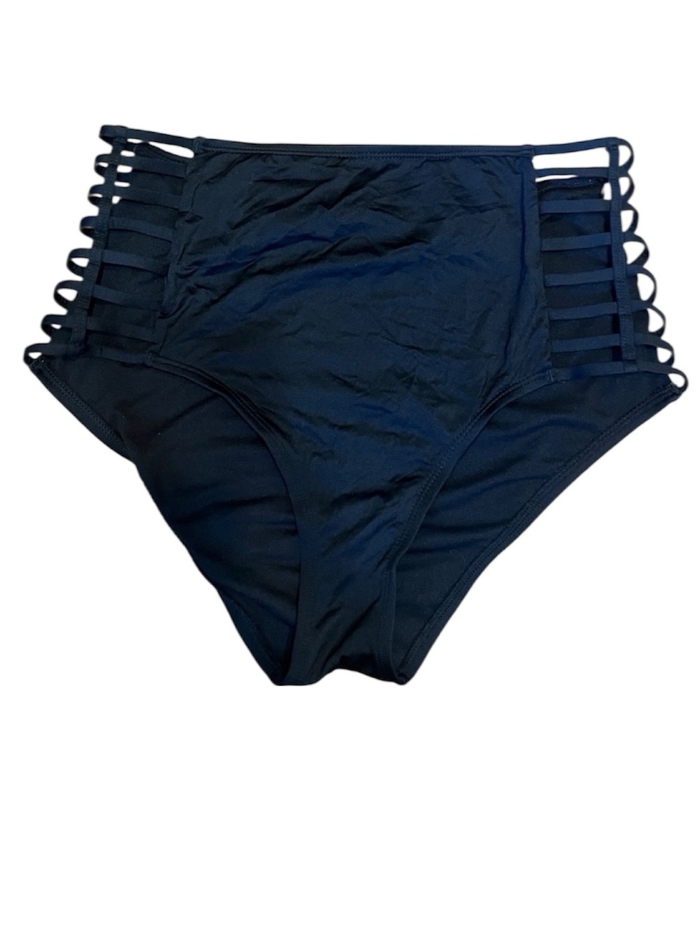 Shade & Shore womens Highwaist bikini bottom with side cut outs, black, medium